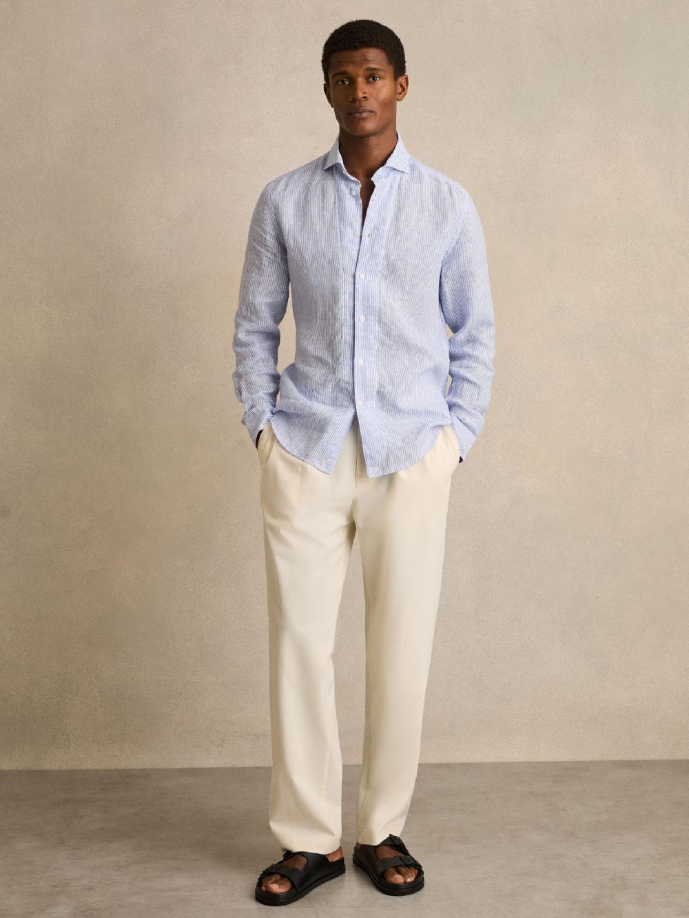 Reiss Leather Double-Strap Sandals In Black