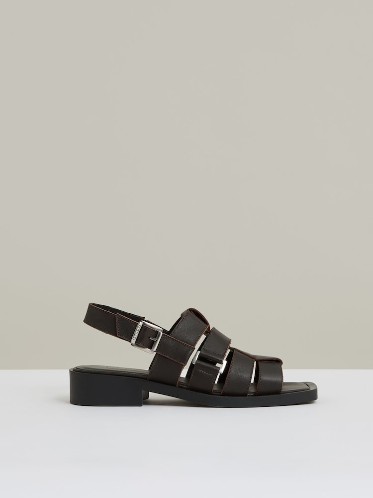 reiss Leather Fisherman Sandals in Chocolate