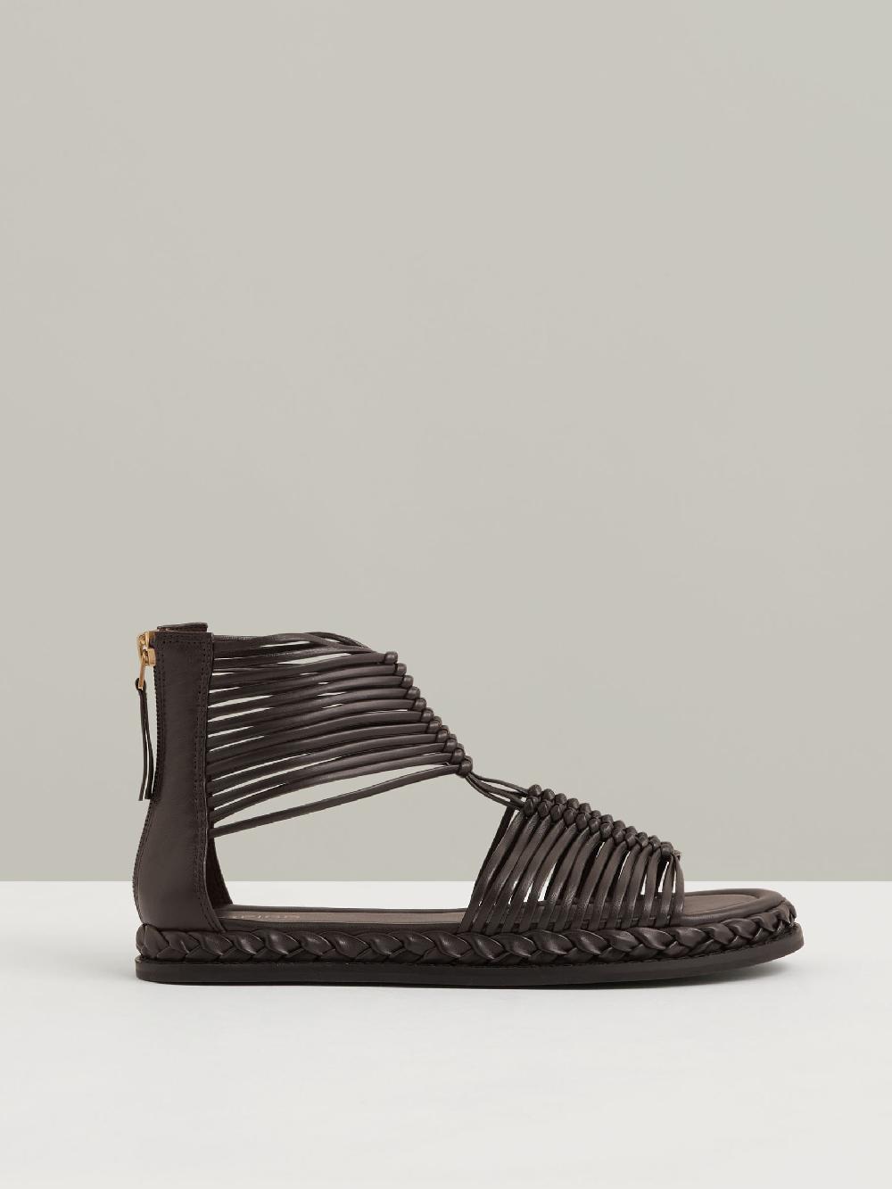 Reiss Leather Gladiator Sandals In Chocolate