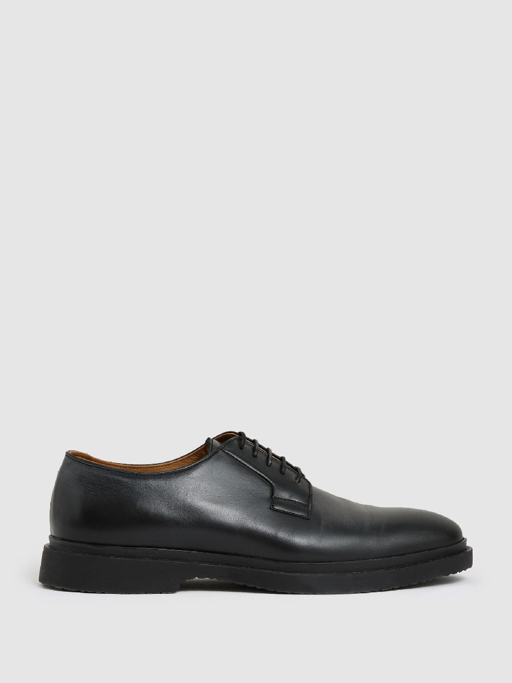 Reiss Leather Lace-Up Derby Shoes In Black