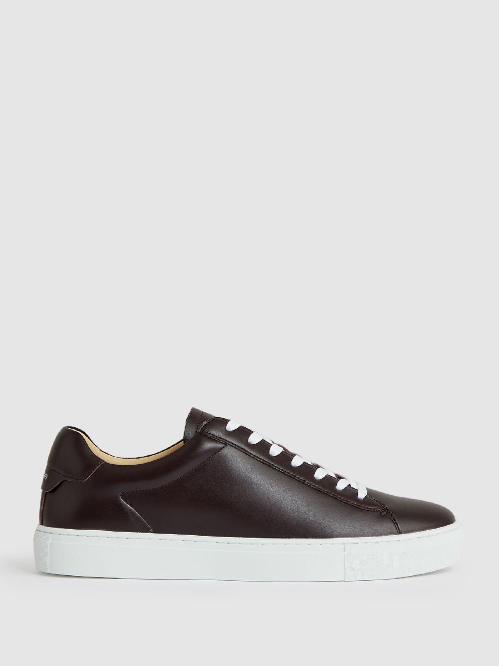 Reiss Leather Low-Top Trainers In Plum Purple