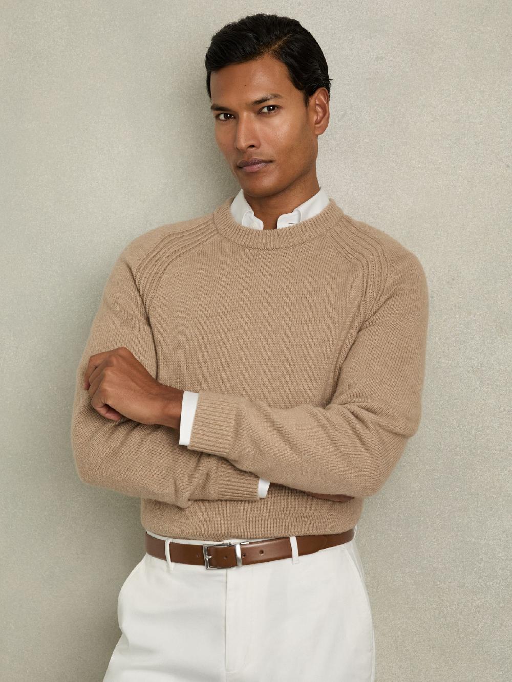 Reiss Leather Reversible Belt In Tan/Dark Brown