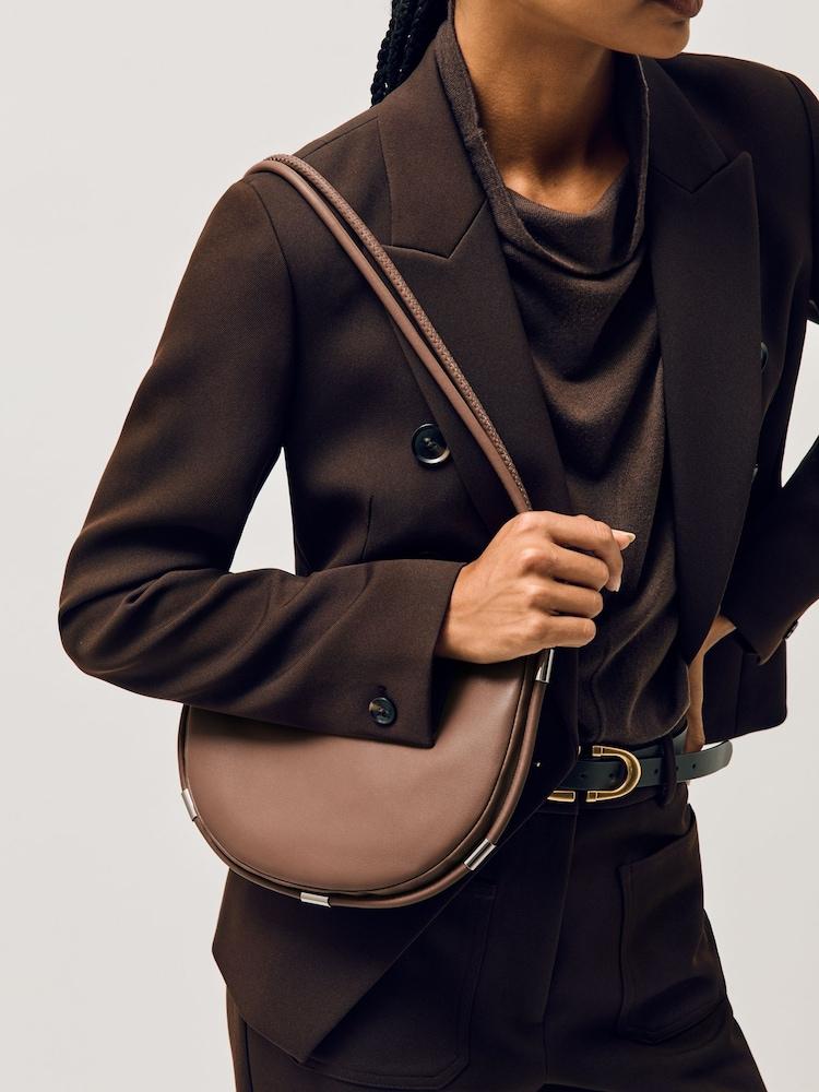 reiss Leather Rope Strap Shoulder Bag in Neutral