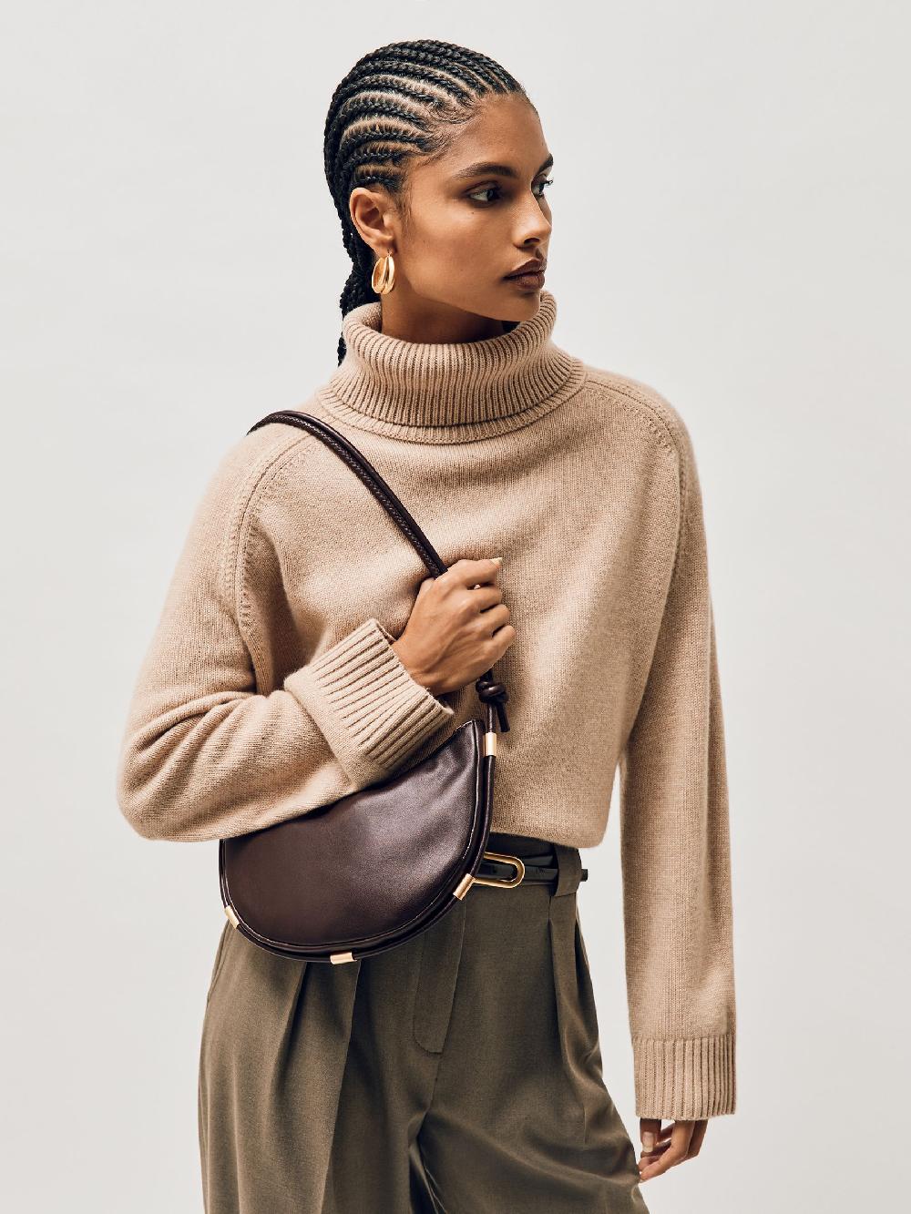 Reiss Leather Rope Strap Shoulder Bag In Oxblood