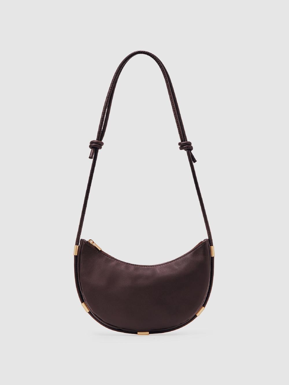 Reiss Leather Rope Strap Shoulder Bag In Oxblood