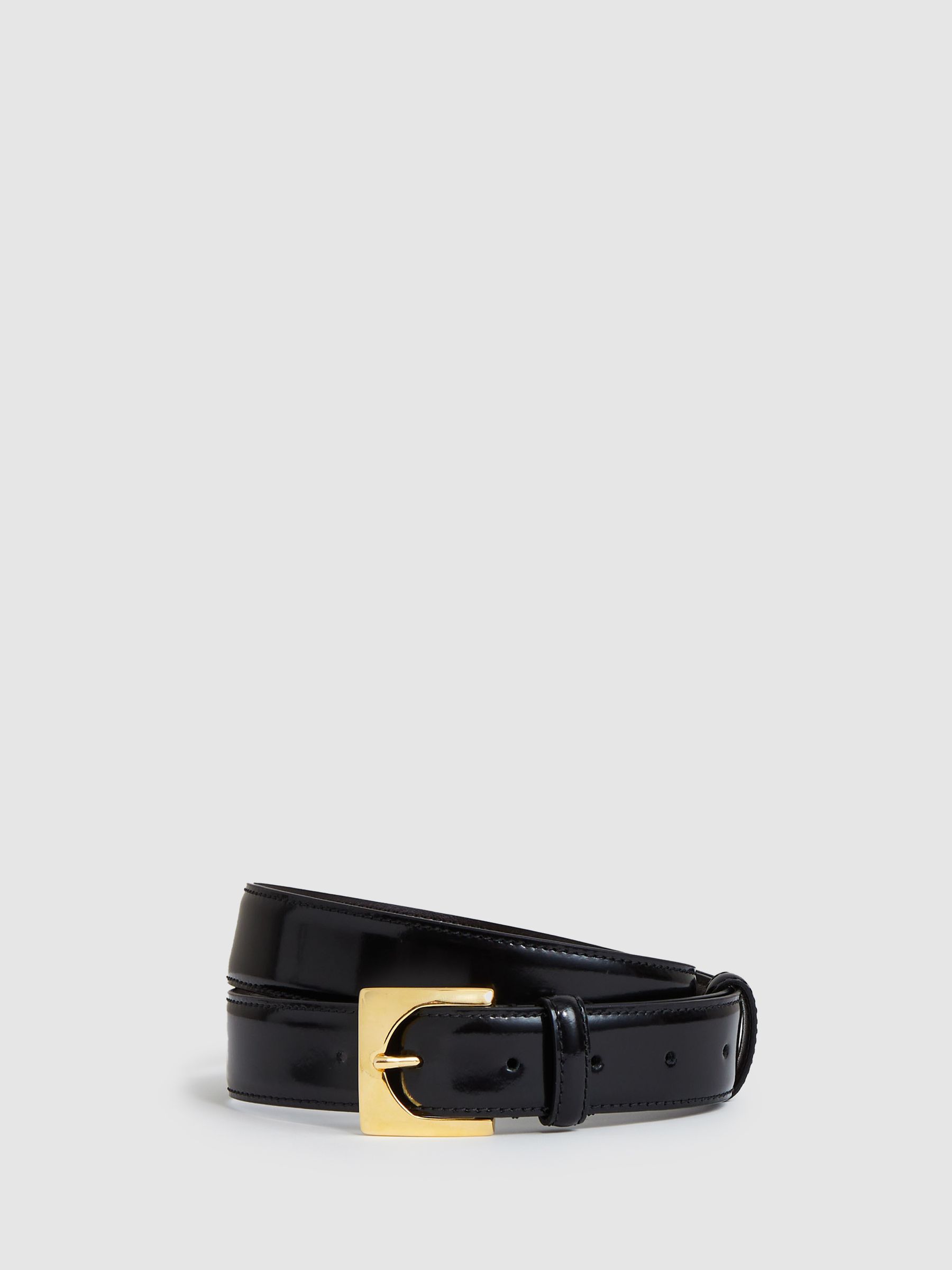 Reiss Leather Square-Buckle Belt In Black