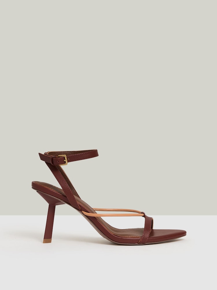 reiss Leather Strappy Heeled Sandals in Tan