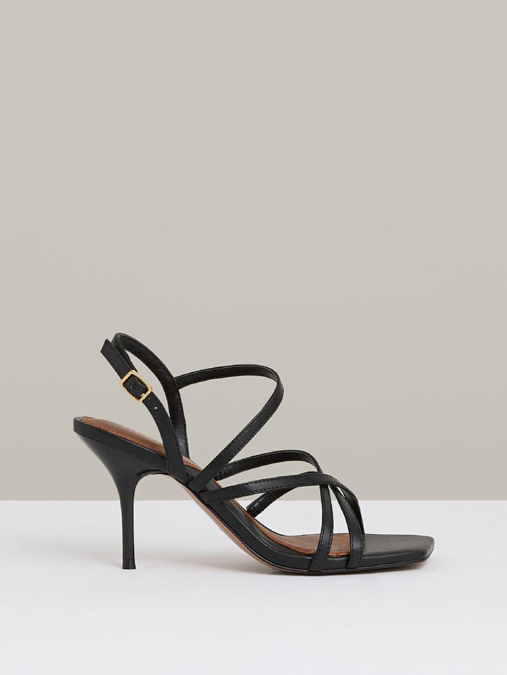 Reiss Leather Strappy Stiletto Sandals In Black