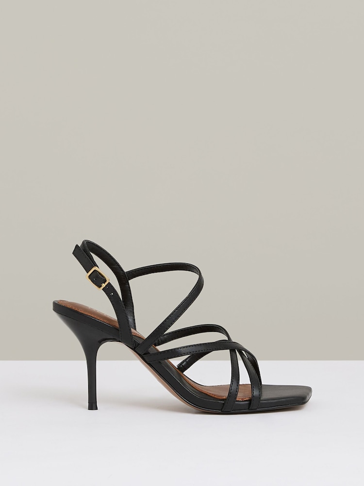 reiss Leather Strappy Stiletto Sandals in Black