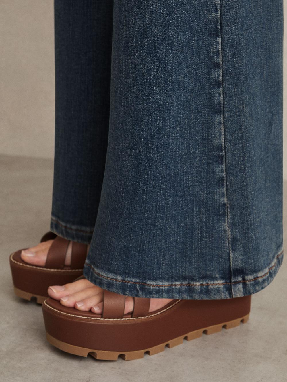 Reiss Leather Wedge Platform Sandals In Tan