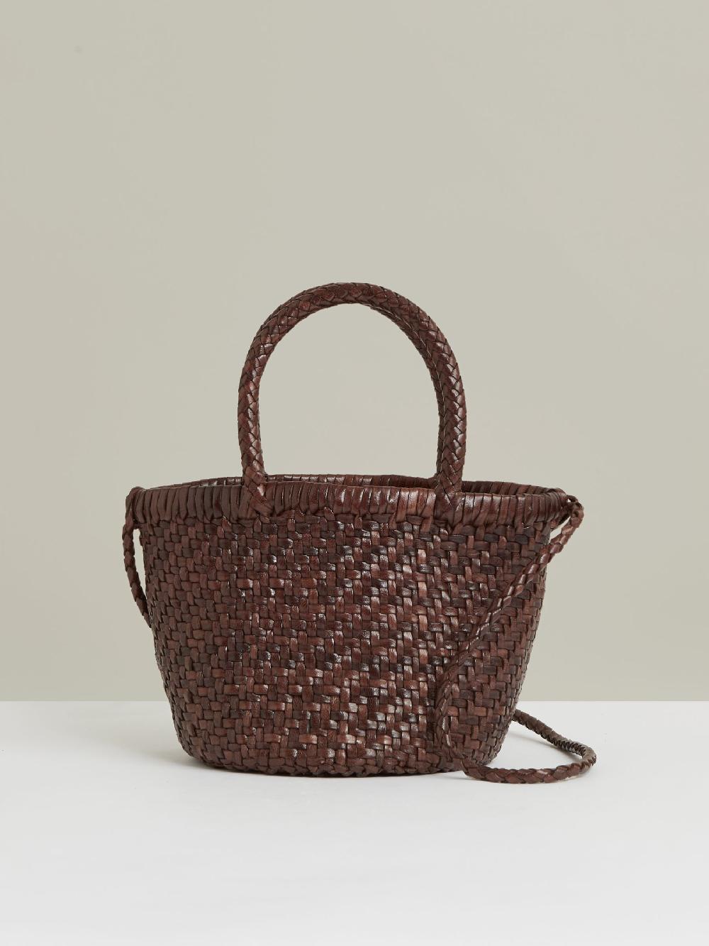 Reiss Leather Woven Mini Tote Bag In Chocolate