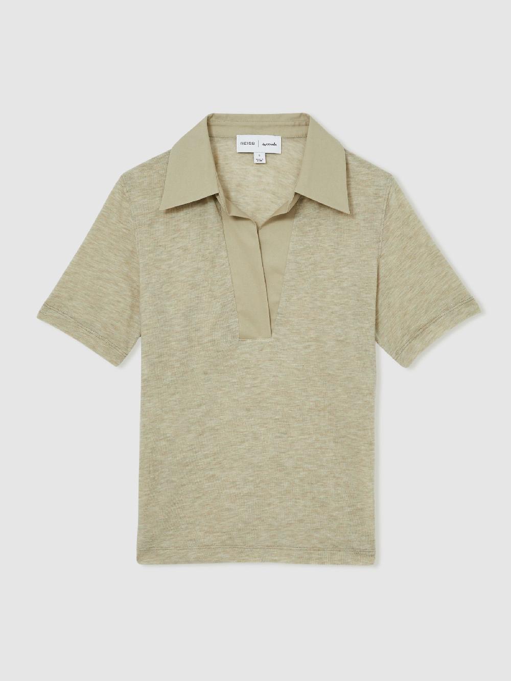 Reiss Reiss | Les 100 Ciels Polo Shirt With Cashmere In Sage
