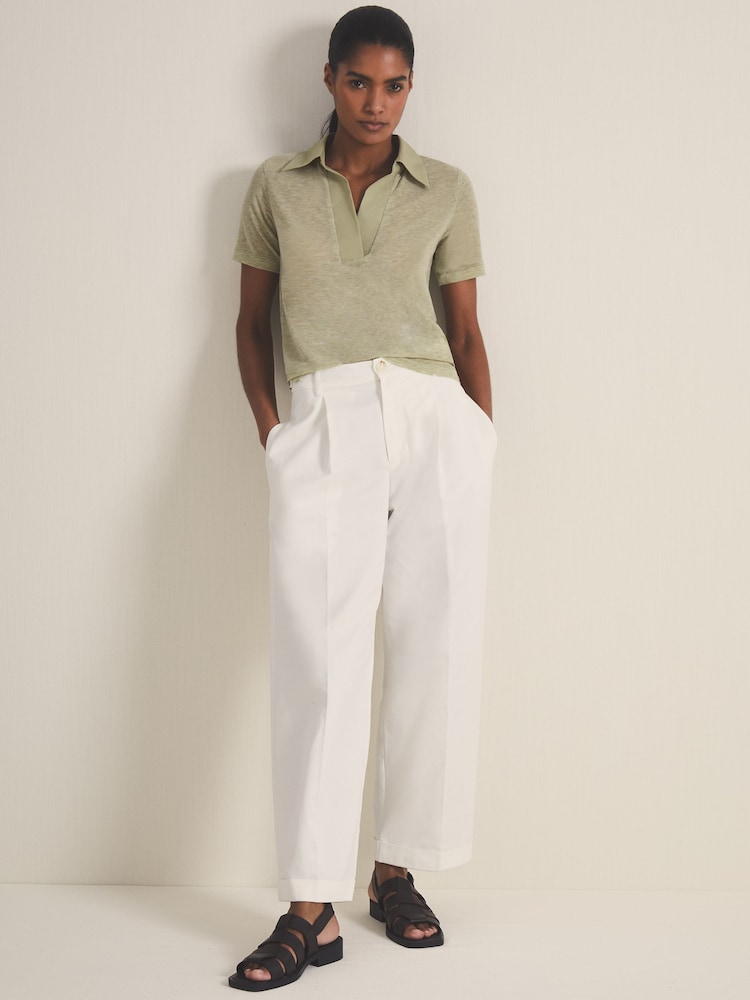reiss Reiss | Les 100 Ciels Polo Shirt With Cashmere in Sage