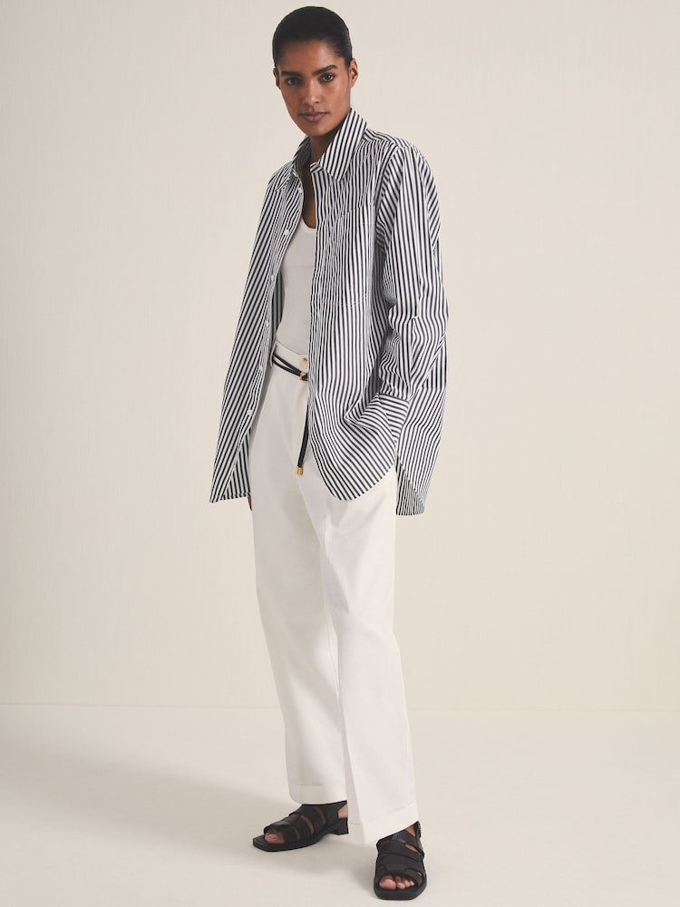 reiss Reiss | Les 100 Ciels Stripe Shirt in White/Navy