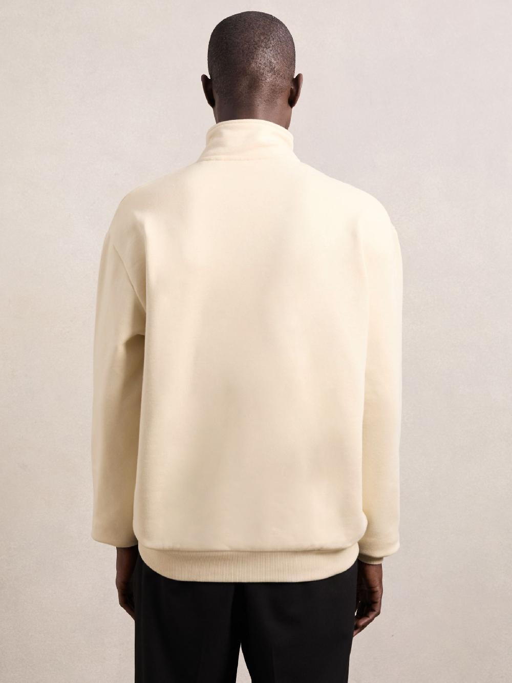 Reiss Les Deux Cotton Half-Zip Sweatshirt In Ivory