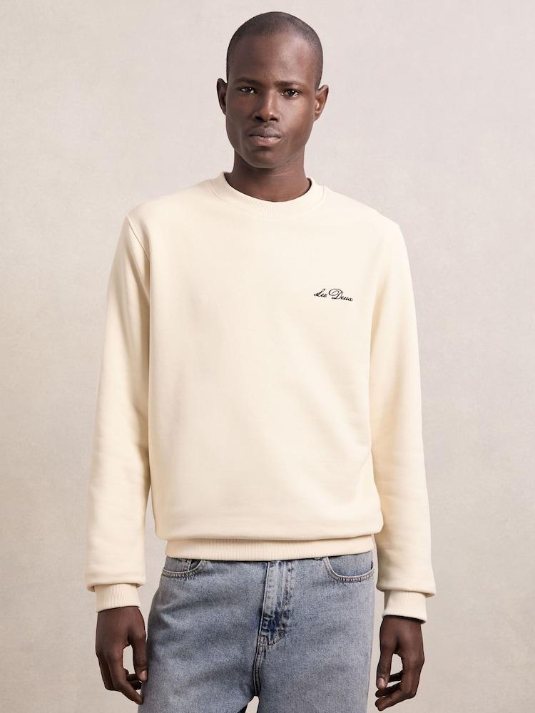 reiss Les Deux Cotton Printed Sweatshirt in Ivory