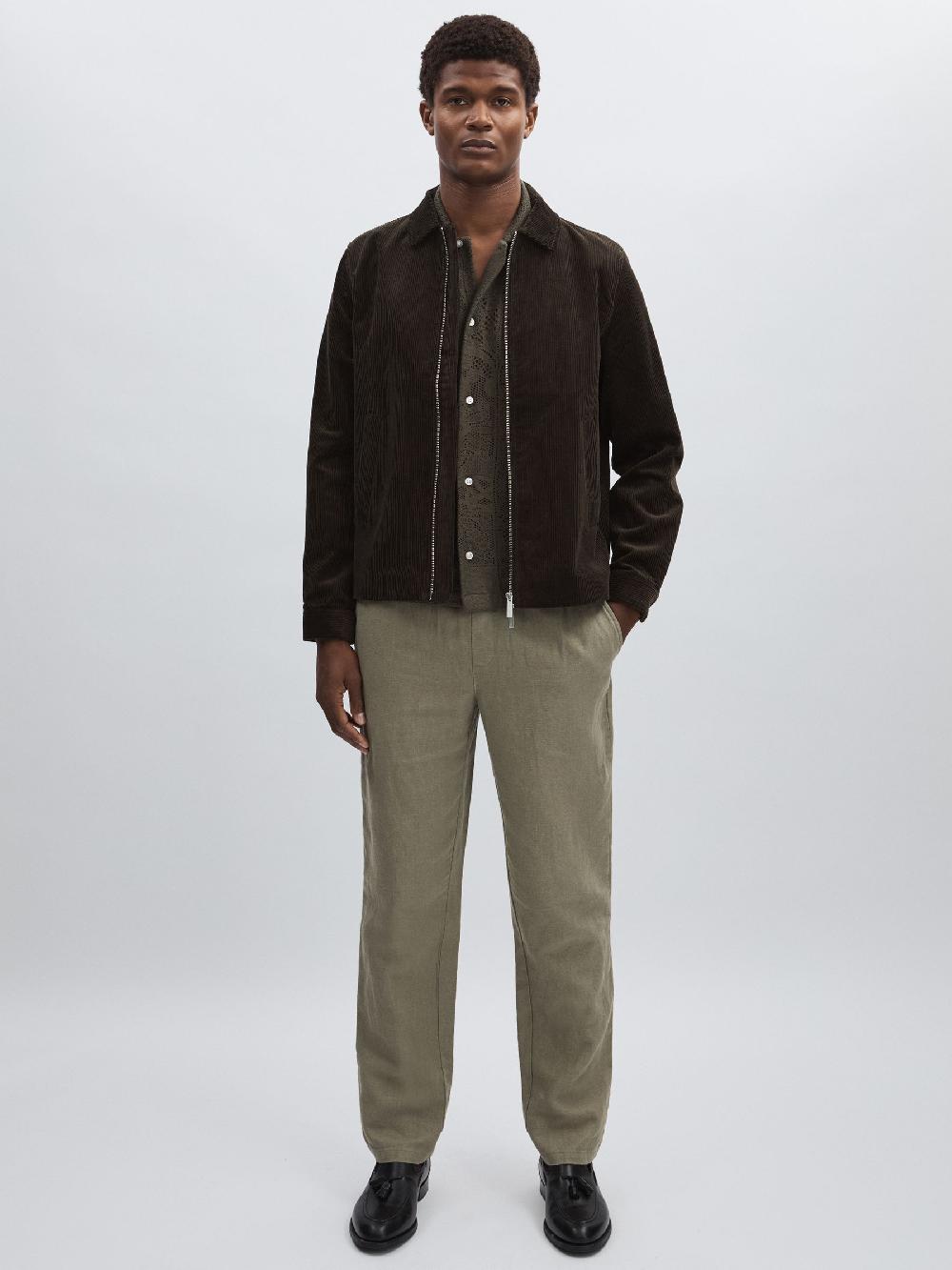 Reiss Les Deux Drawstring Trousers In Green/Ivory