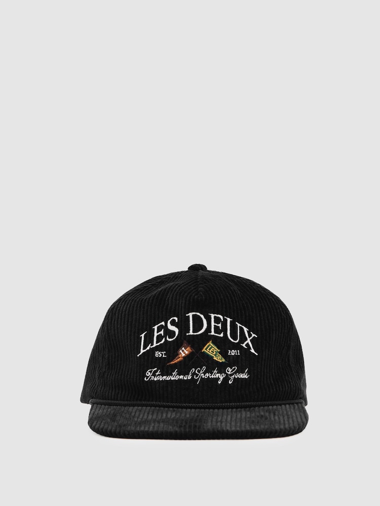 reiss Les Deux Ivy League Corduroy Cap in Black