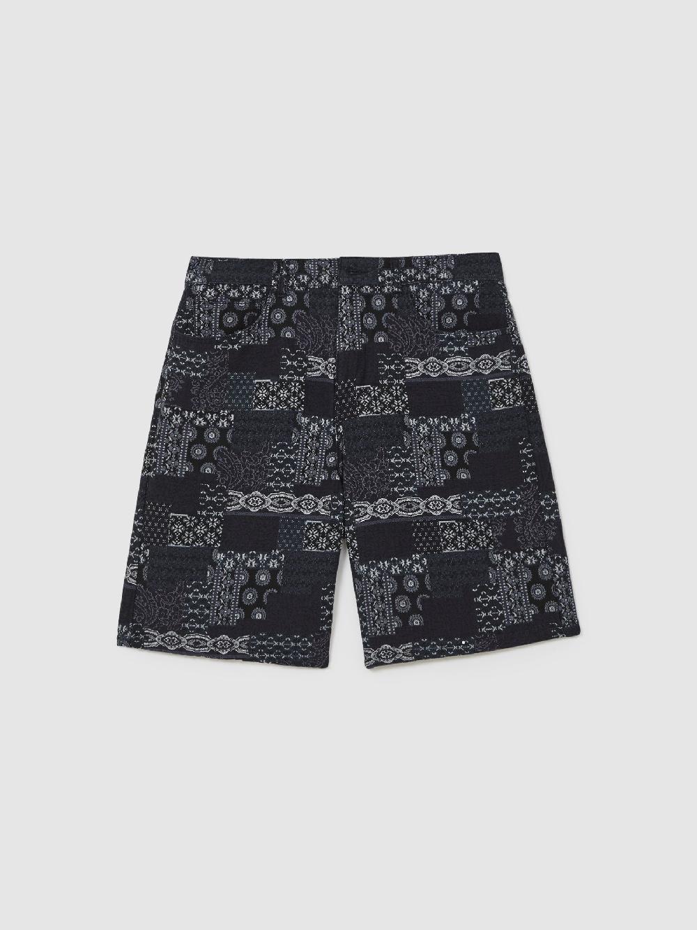Reiss Les Deux Jacquard Denim Shorts In Denim Blue