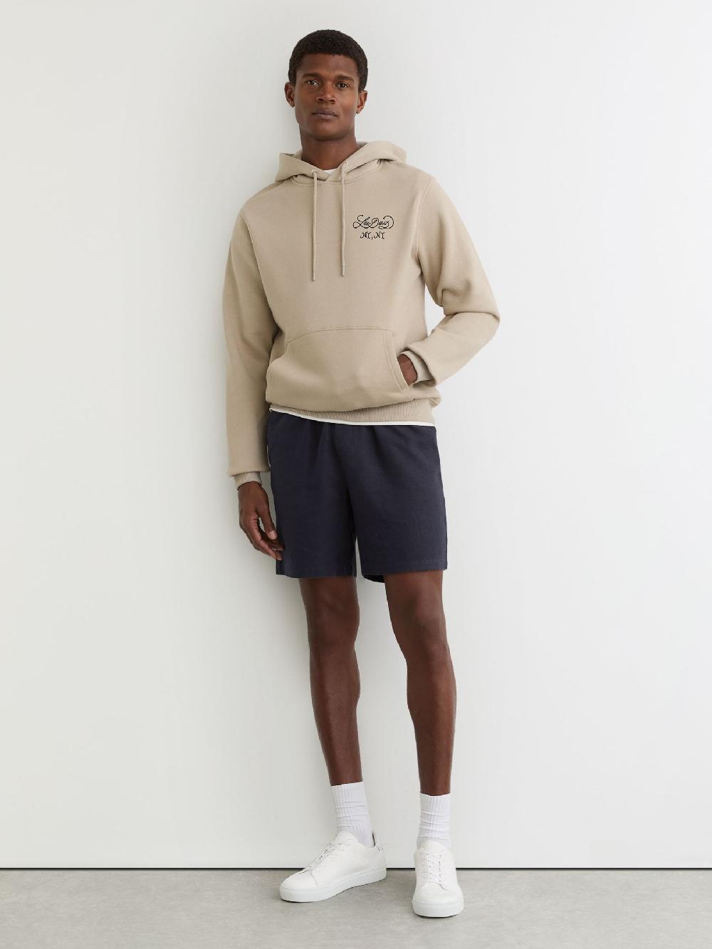 Reiss Les Deux Linen-Cotton Shorts In Navy Blue