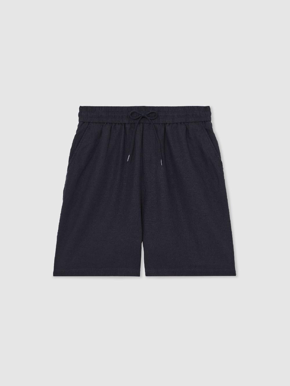 Reiss Les Deux Linen-Cotton Shorts In Navy Blue