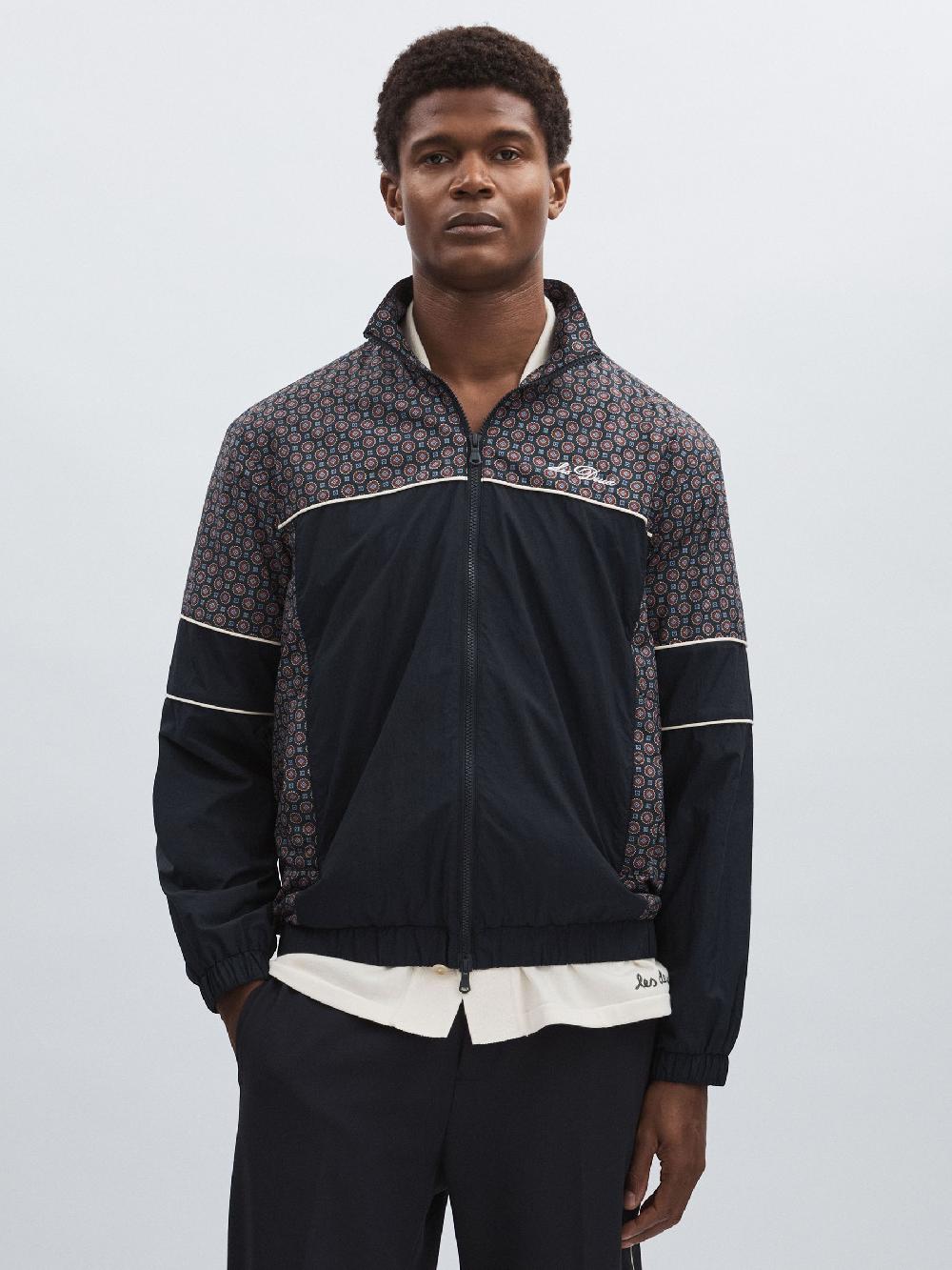 Reiss Les Deux Printed Track Jacket In Dark Navy