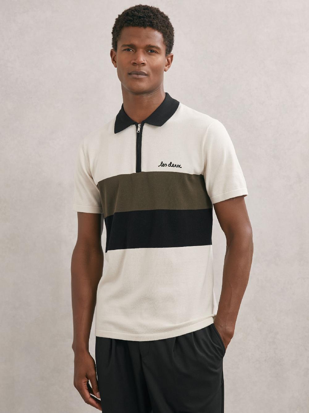 Reiss Les Deux Raul Knitted Polo Shirt In Ivory