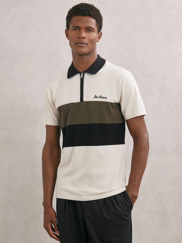 reiss Les Deux Raul Knitted Polo Shirt in Ivory