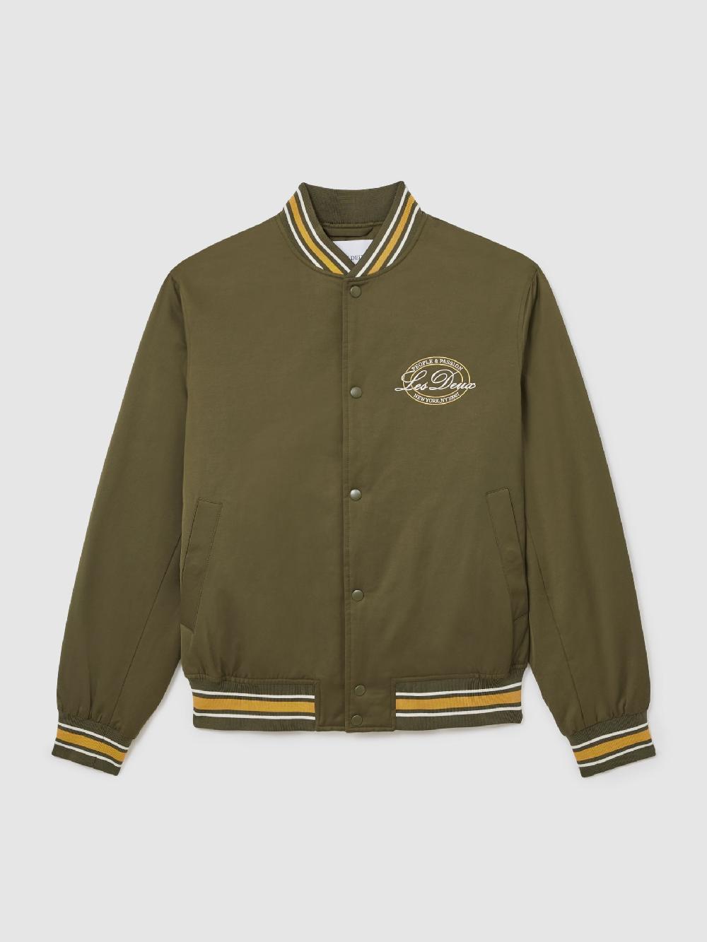 Reiss Les Deux Tech Varsity Jacket In Olive Night