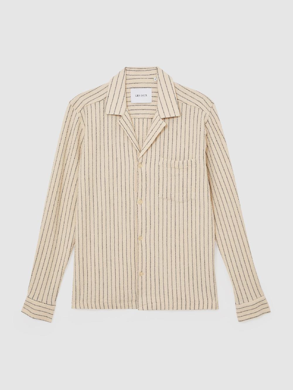 Reiss Les Deux Textured Stripe Overshirt In Ivory