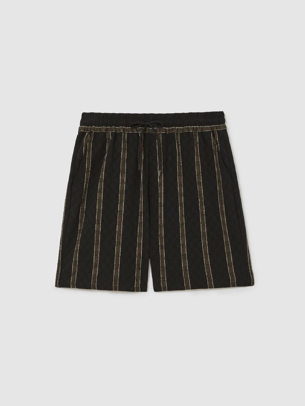 Reiss Les Deux Textured Stripe Shorts In Black