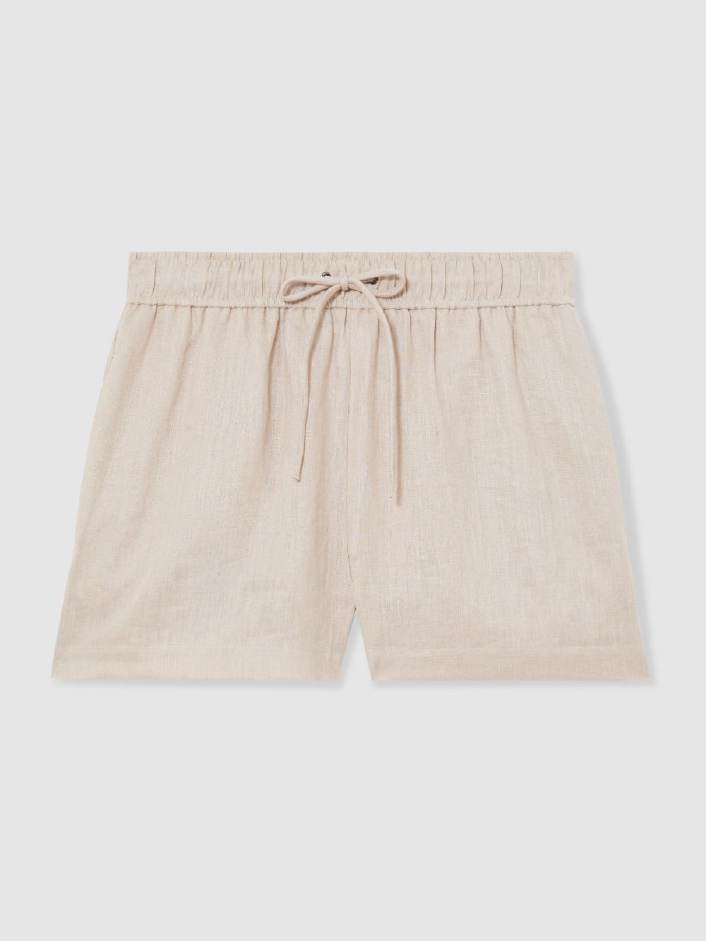 Reiss Linen-Blend Drawstring Shorts In Neutral