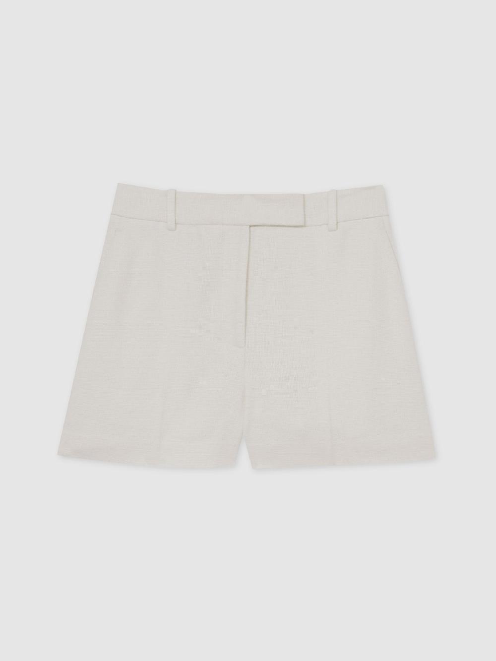 Reiss Linen-Blend Tailored Shorts In White
