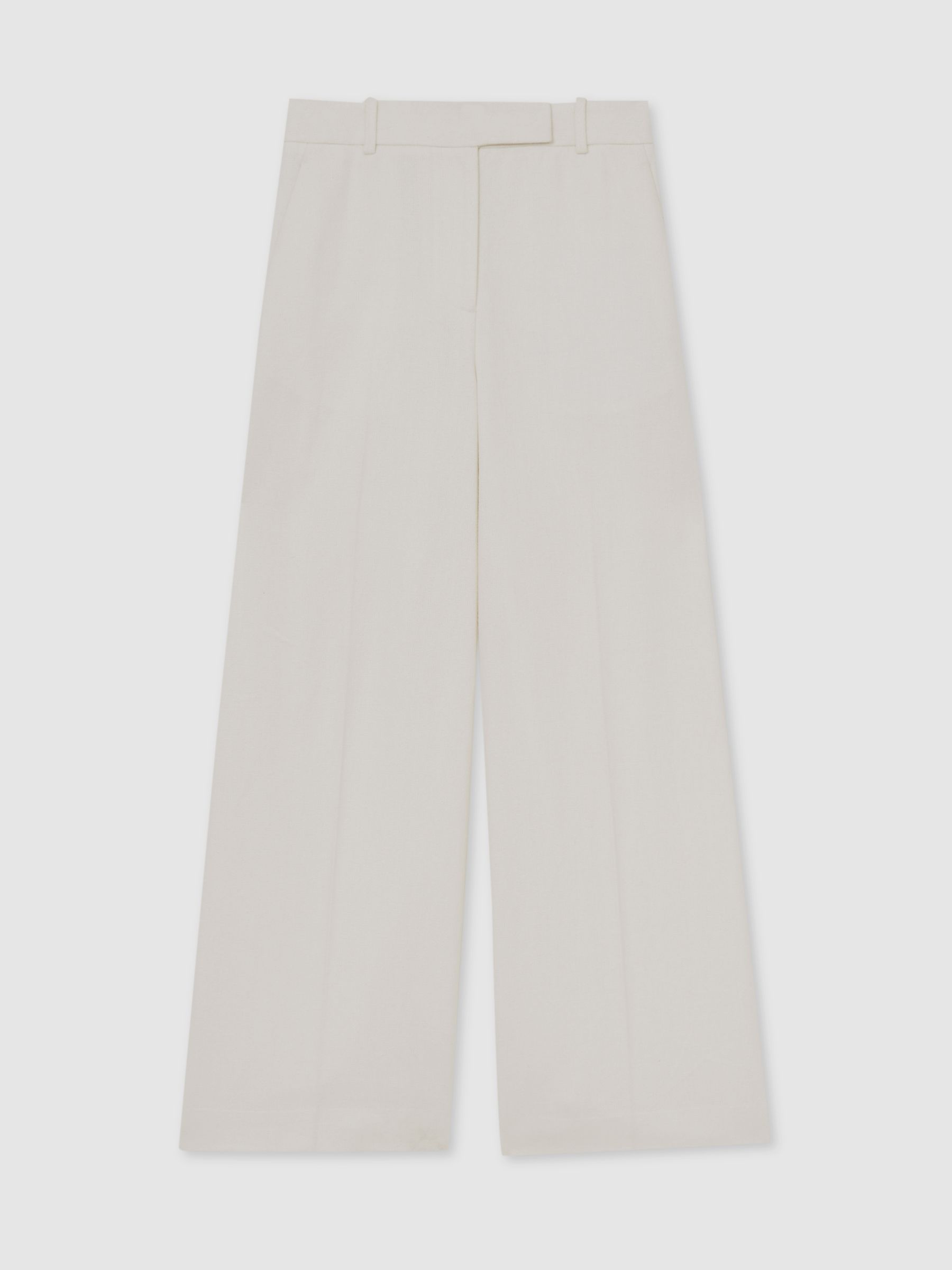 Reiss Linen-Blend Wide-Leg Trousers In White
