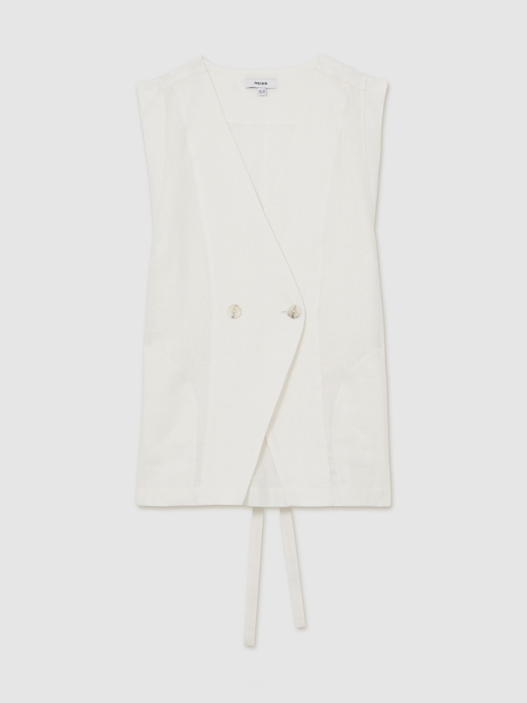 Reiss Linen Button-Front Waistcoat In Ivory