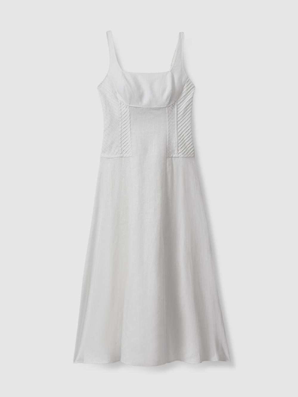 Reiss Linen Corset Midi Dress In Ivory