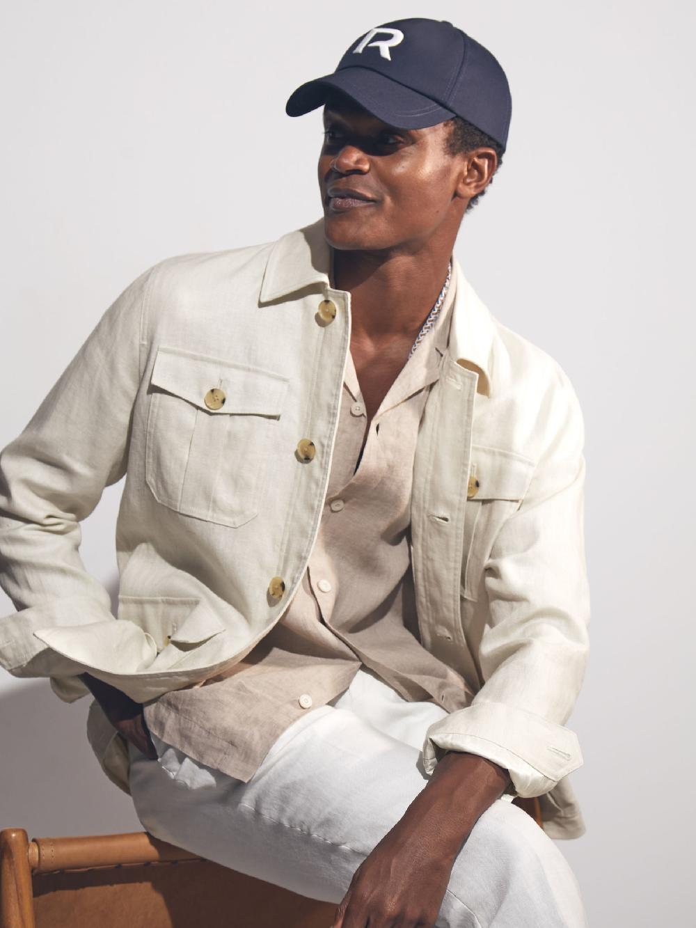 Reiss Linen Four-Pocket Safari Jacket In Off White