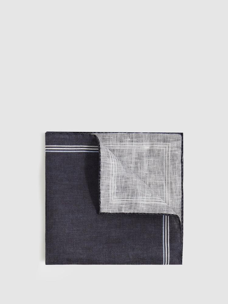 reiss Linen Pocket Square in Navy
