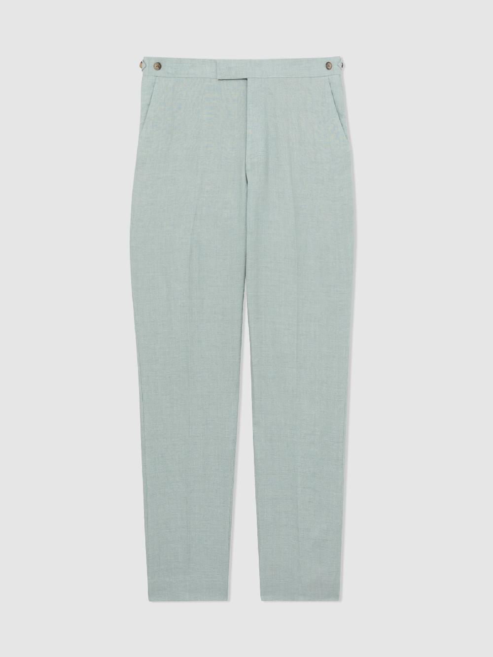 Reiss Linen Slim-Fit Suit Trousers In Ocean Green