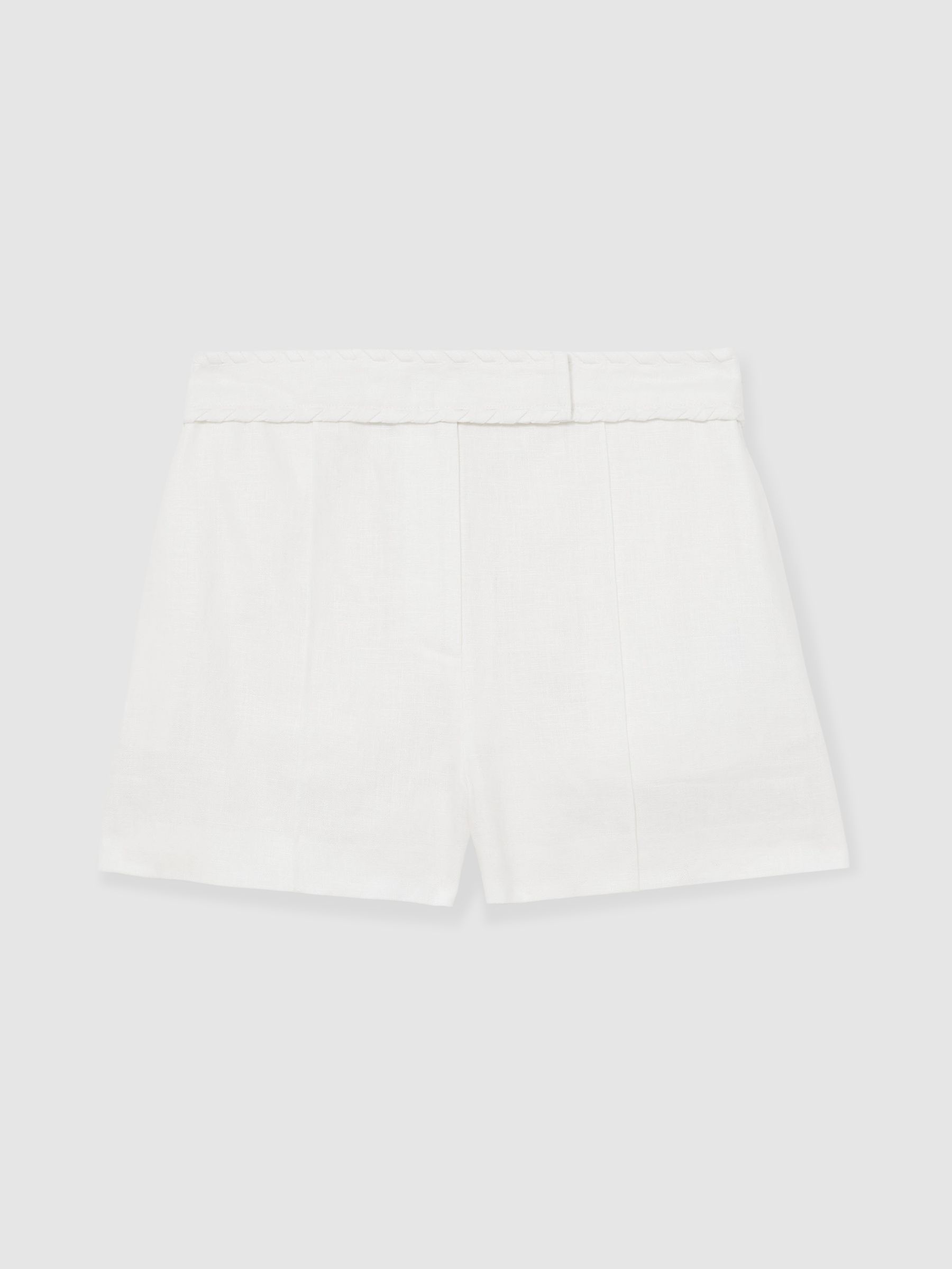 Reiss Linen Whipstitch Shorts In White