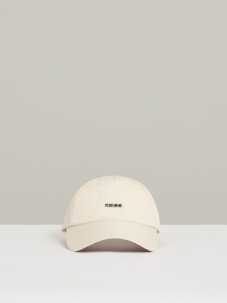 reiss Logo Lettering Baseball Cap in Ecru