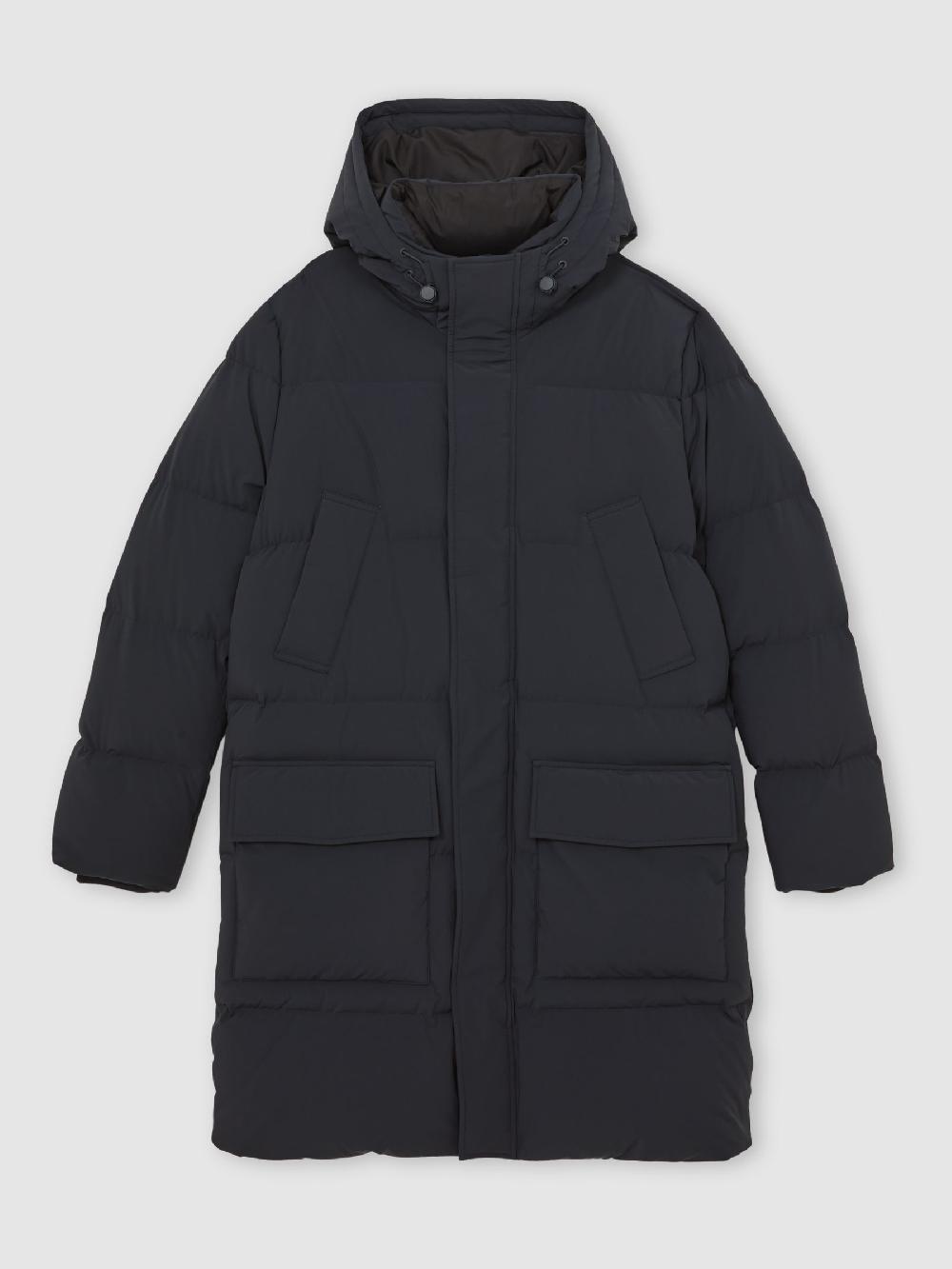 Reiss Longline Quilted Puffer Jacket In Navy
