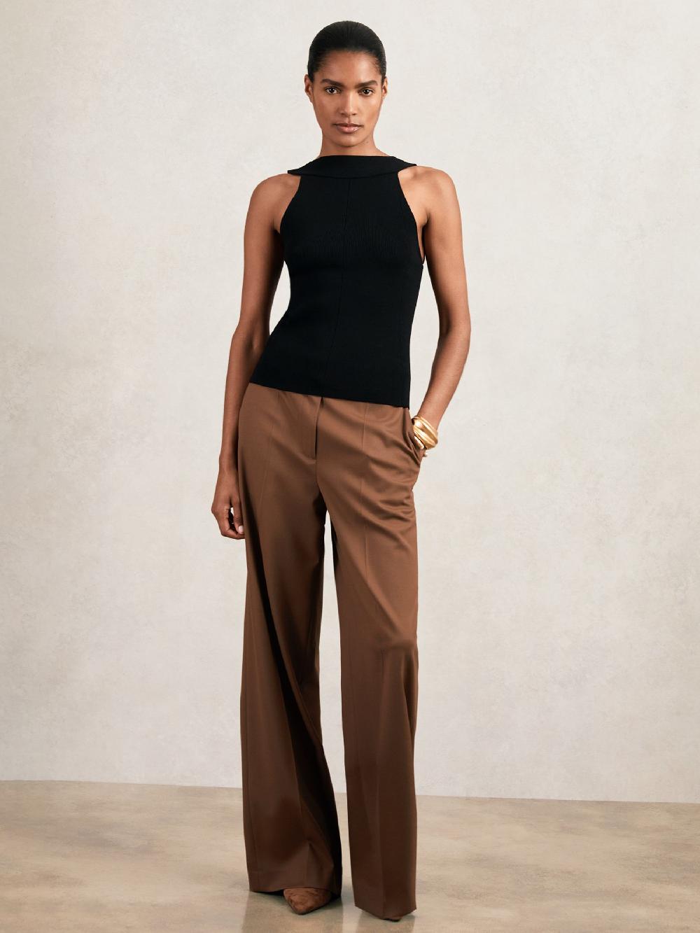 Reiss Low-Back Rib-Knit Vest In Black