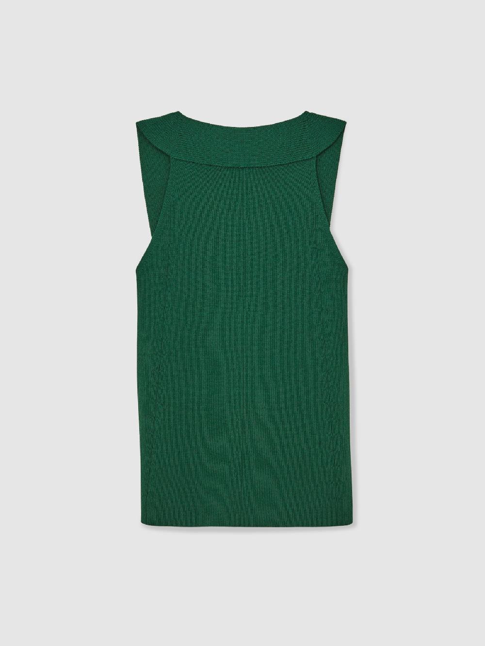 Reiss Low-Back Rib-Knit Vest In Green