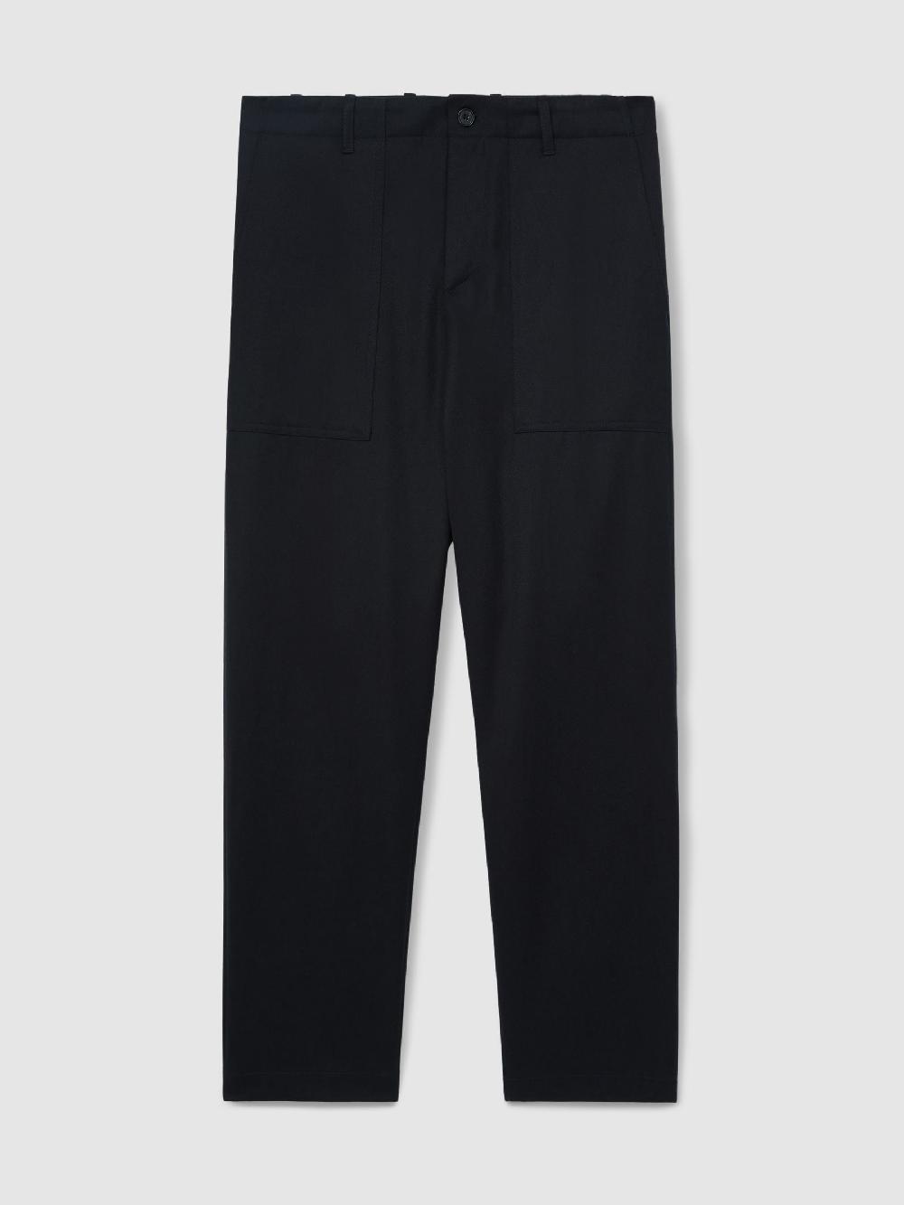 Reiss Lyocell Cotton Wide Utility Trousers In Navy