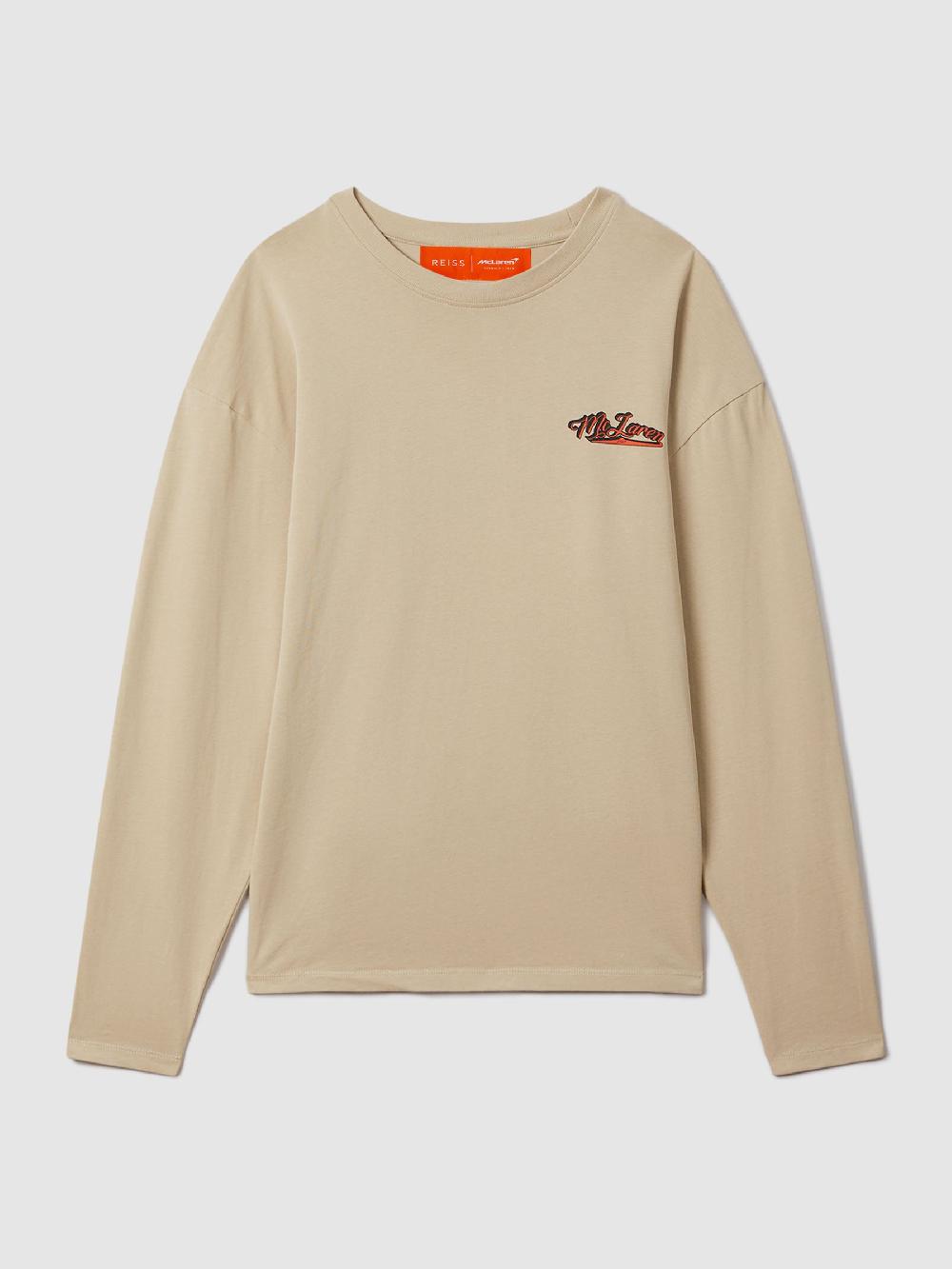 Reiss McLaren F1 Crew Neck Tour T-Shirt In Taupe