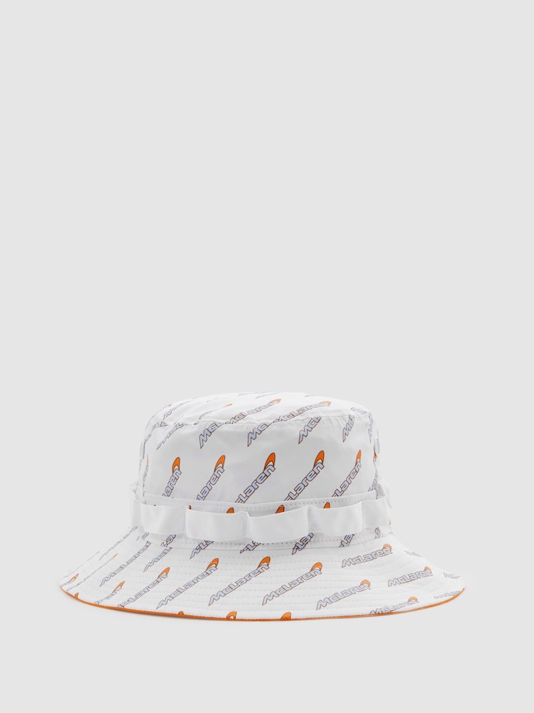 reiss McLaren F1 Printed Bucket Hat in White