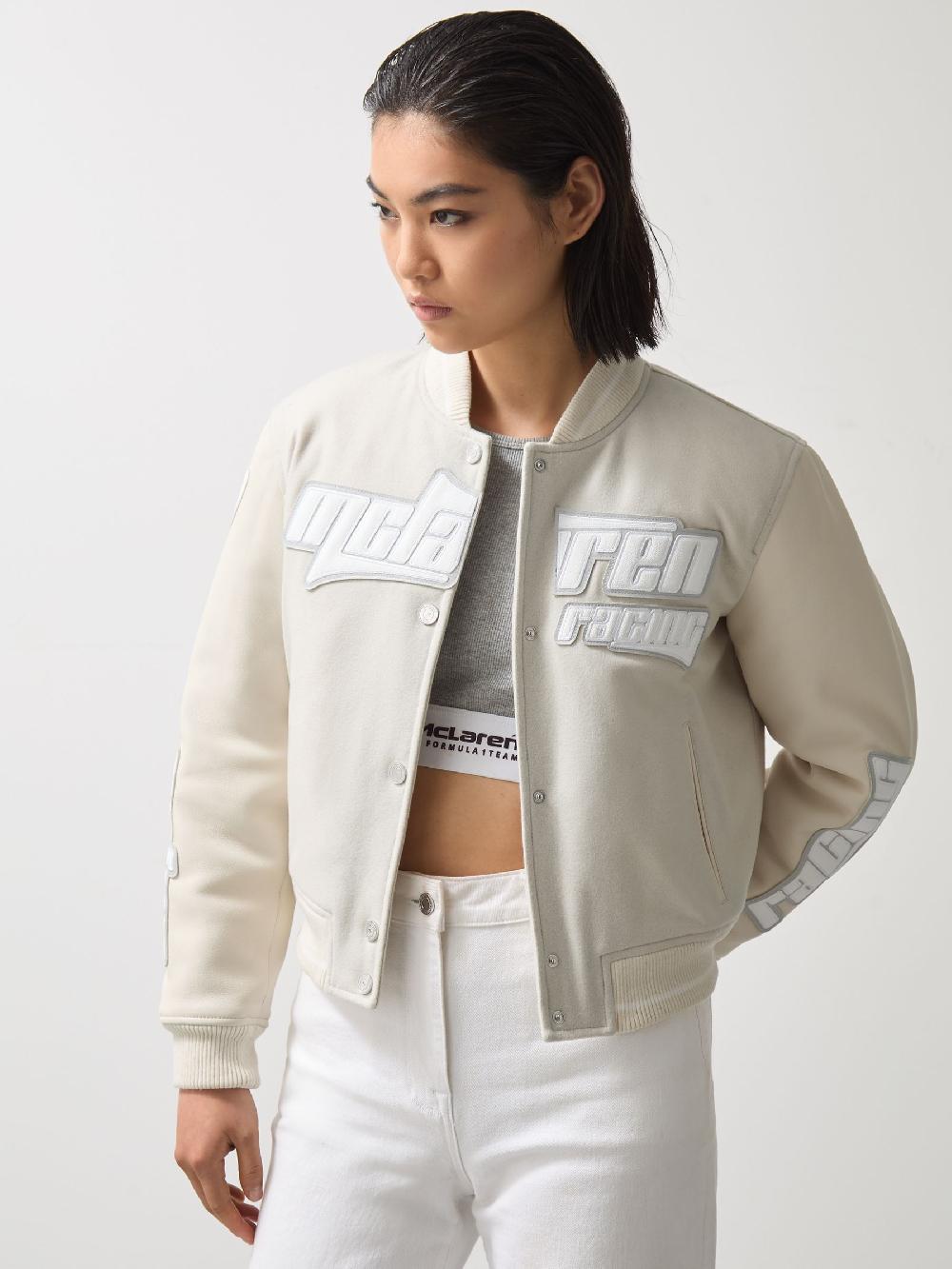 Reiss McLaren F1 Team Bomber Jacket In Off White