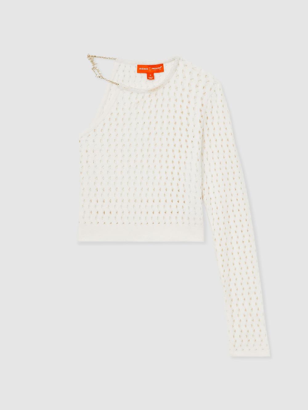 Reiss McLaren F1 Team One-Sleeve Crop Top In White