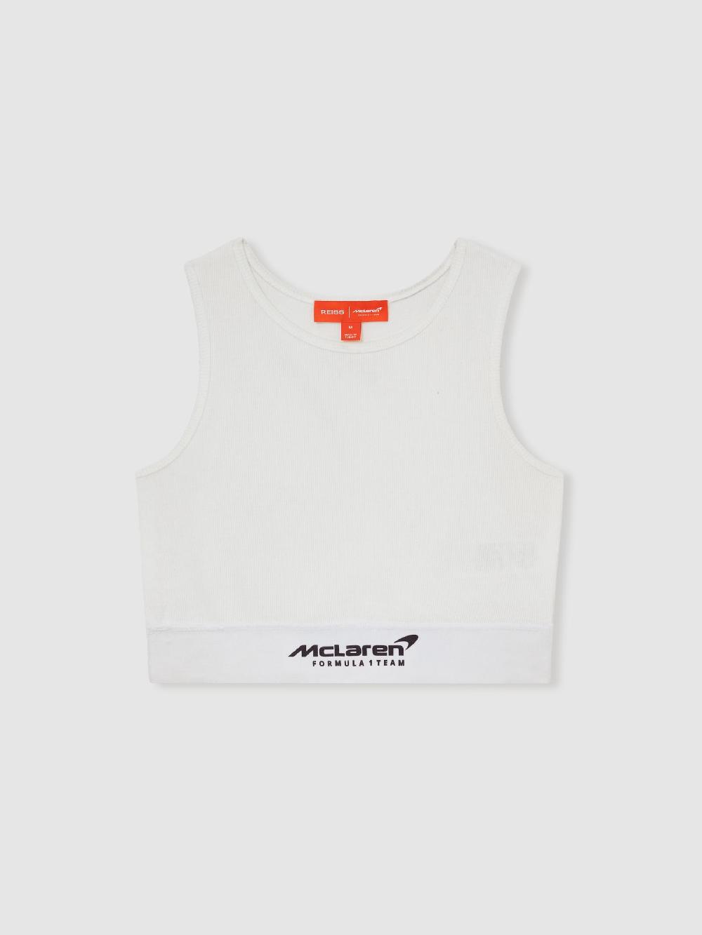 Reiss McLaren F1 Team Ribbed Cropped Vest In White